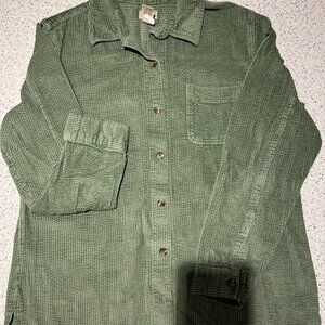 L.L. Bean Vintage Women's Comfort Corduroy Relaxed Shirt Olive Green (L)